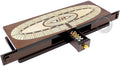 House of Cribbage - Continuous Cribbage Board/Box Inlaid in Wenge Wood/Maple : 4 Track - Sliding Lids Drawer &amp Metal Pegs with Score Marking Fields for Skunks Corners and Won Games