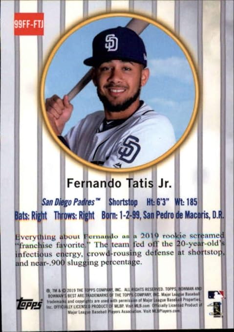 2019 Bowman's Best 1999 Franchise Favorites #99FF-FTJ Fernando Tatis Jr. San Diego Padres RC Rookie MLB Baseball Trading Card