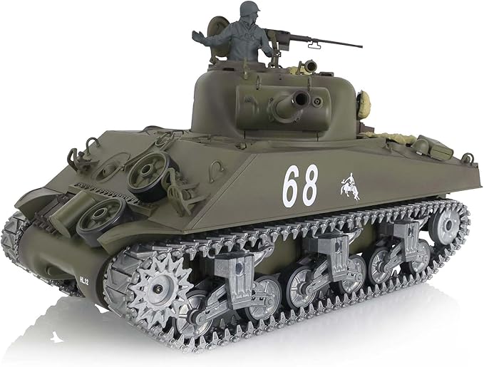 Heng Long US in Stock 1/16 Customized Pro Version 7.0 M4A3 Sherman RC Tank 3898 Barrel Retractable Idle Smoking 360° Rotating Turret Infrared Combat Lifting Barrel Light Sound BB Shooting