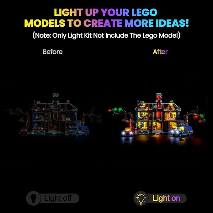 Upgraded Led Light Kit Compatible with Lego Stranger Things The Creel House Building Set Lights Decoration Compatible with Lego 11370 Best Gifts for Adults (Model Not Included)