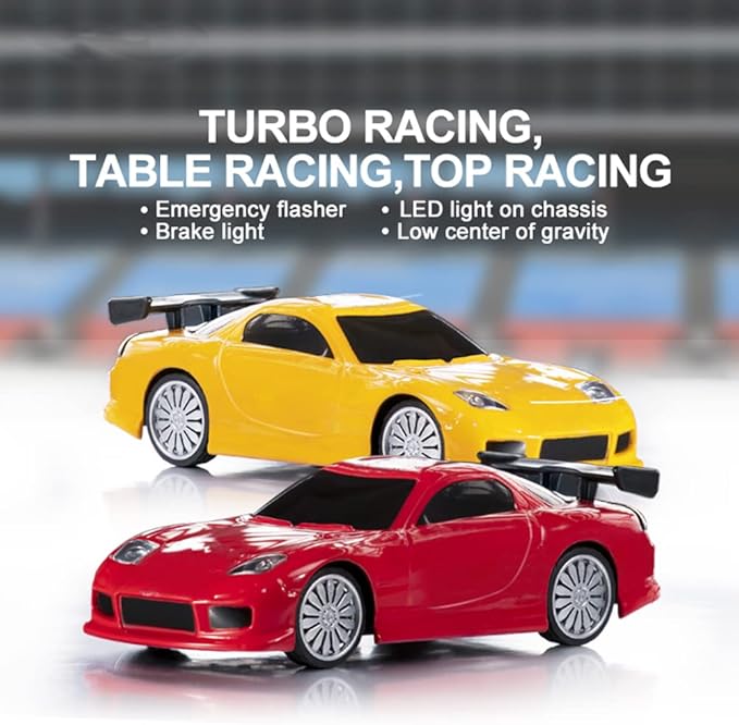 1:76 Turbo Racing Scale RC Sport Car Table Racing Remote Control Mini Model Car Full Proportional RTR Kit Toys (C71white)