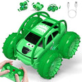 Remote Control Car Fast Direct Charging RC Cars Amphibious Rechargeable Stunt Car 360° Rotating LED 2.4Ghz 4WD All Terrain Waterproof Cars Toy Christmas Birthday Gift Kids Boys 3-12 Years