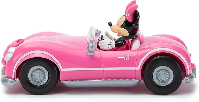 Disney Store Official Minnie Mouse's Vintage Remote Control Car for Kids - Gloss Pink Convertible Roadster with Lights &amp Sounds Fun RC Car - Minnie Mouse Toy for Girls &amp Boys