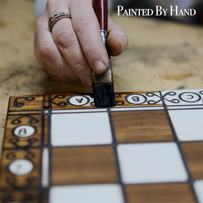 Wegiel Grand Royal Wooden Chess Set for Adults and Kids - 18 Inch Luxury Chess Set Handcrafted from Premium Beech and Birch Wood - Unique Folding Design with Storage