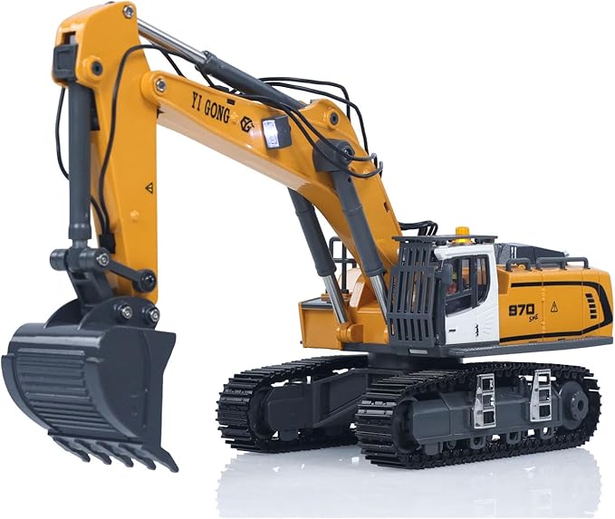 TOUCAN RC HOBBY 1/50 Electric RC Excavator K970 Remote Control Digger Construction Car Metal Bucket Tracks Lights Sounds Finished Model for Ages 14+