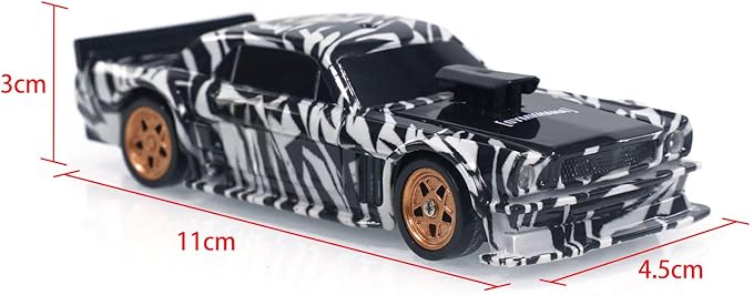 TOUCAN RC HOBBY 1:43 Ready to Run Race Car Gyro Drift Car 4WD Traffic Cones Mini Toy for Men(White Black)