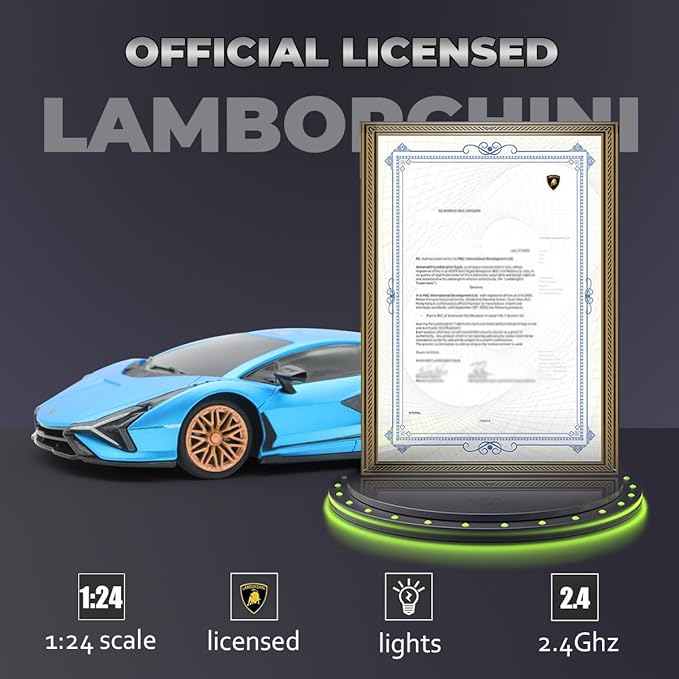 QUN XING Remote Control Car 1:24 Officially Licensed 2.4GHZ Rc Cars Lambo Sport Racing Toy Car for Kids Boys 4-7 Years Birthday Gift Blue