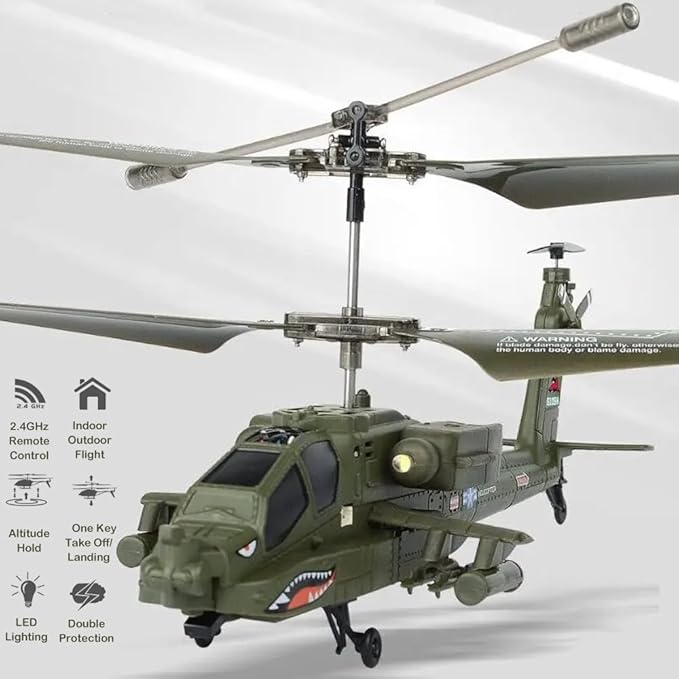 Remote Control Helicopter S109H RC Helicopters with Altitude Hold One Key Take Off/Landing LED Light Low Battery Reminder Gyro 2.4GHz RC Army Military Helicopter with 2 Batteries