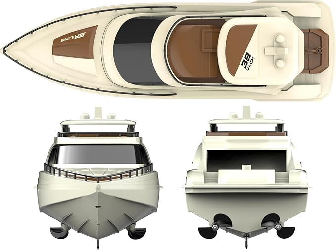 POCO DIVO Luxury Modern Yacht 1/28 RC Boat 2.4Ghz Radio Remote Control 15” Sailing Cruise Pool Lake Pond Dual Motors 15kmph Speed Ship Deluxe Gifts Adults Water Fun Voyage