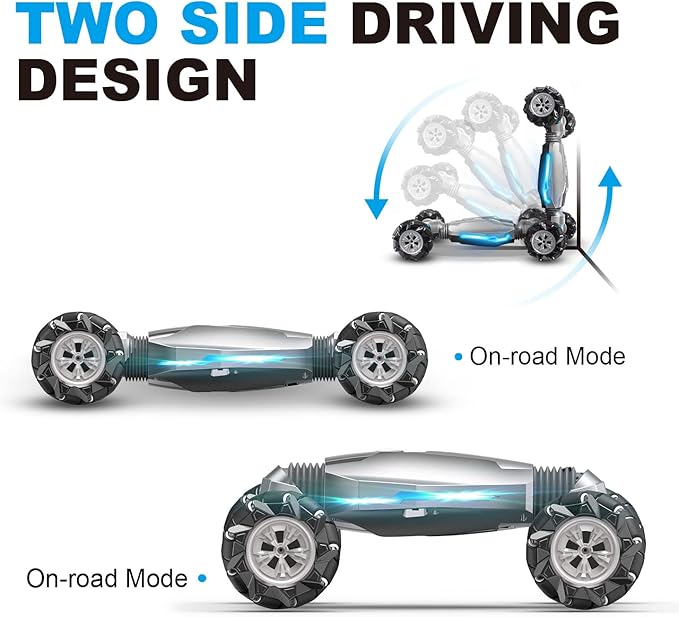 1:10 Scale Gesture Sensing Rc Stunt Car 4WD Remote Control Hand Controlled Transform  Double Sided Vehicle 360° Spins with Lights Music All Terrains Monster Truck for Boys Kids