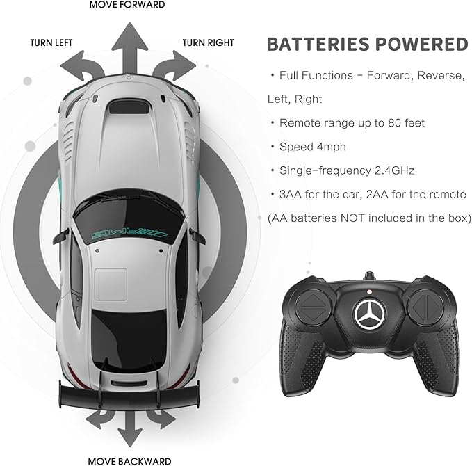 RASTAR 1/24 RC Car Mercedes AMG GT2 Remote Control Car Mercedes AMG Toy Car for Kids Boys Silver RC Sports Car