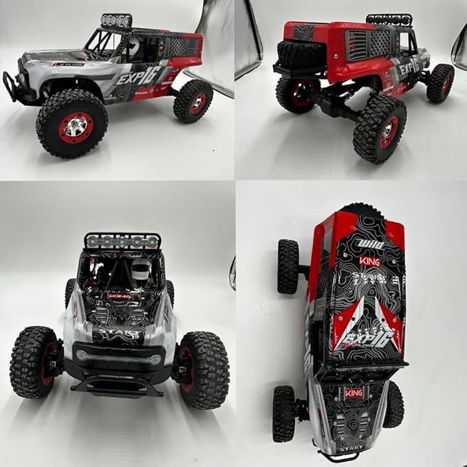 GoolRC WLtoys 124006 RC Car 1:12 Scale Remote Control Car 4WD 40KM/H High Speed RC Truck 2.4GHz Off-Road RC Crawler RTR with LED Lights and 2 Batteries for Adults (Red)