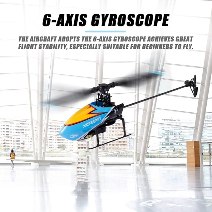 GoolRC C129 RC Helicopter for Adults 4 Channel 2.4Ghz Remote Control Helicopter with 6-Axis Gyro Aileronless RC Aircraft with Altitude Hold and 3 Batteries (Blue)
