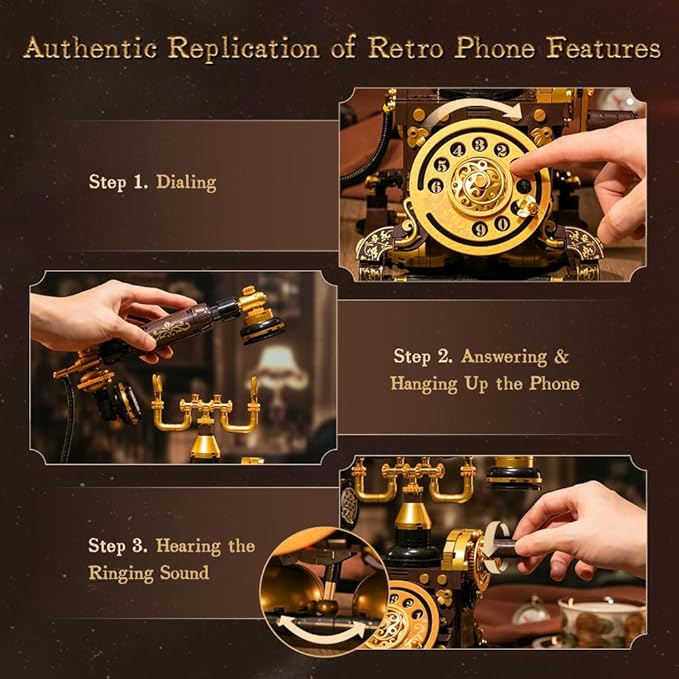 PANTASY Retro Phone Building Blocks Set for Adults Vintage DIY Telephone Model Kit with Realistic Design Creative Home Decor Gift Ideal Gifts for Collectors &amp Hobbyists