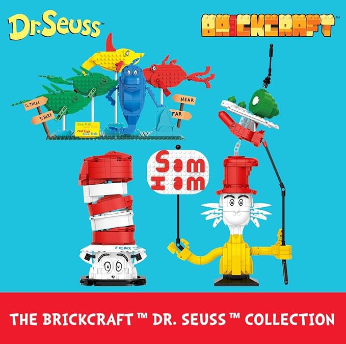 Brickcraft Officially Licensed Dr. Seuss Cat in The Hat Bust with Printed Parts Includes 556 Pieces Multicolored Brick Building Set