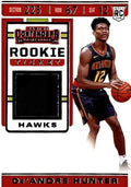 2019-20 Panini Contenders Rookie Ticket Swatches #38 De'Andre Hunter Game Used Jersey Atlanta Hawks NBA Basketball Trading Card