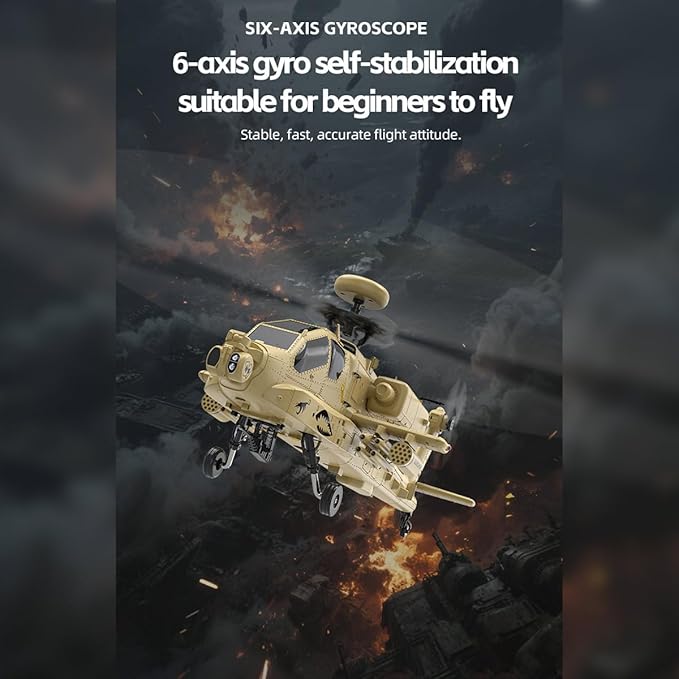 YU Xiang F11-N AH64 Apache RC Helicopter 1/32 Scale 2.4G 6CH Dual Rotor 6G/3D RC Helicopter with Optical Flow Altitude Hold and One Click Descent Aircraft for Beginner (RTF Version)