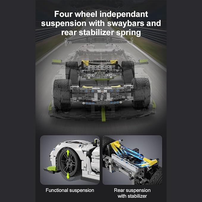 CaDA Master Fantasma Sports Car Building Set C61048W 1:8 Super Cars Brick Kit with 9-Speed Gearbox and Rear Wheel Steering V8 Racing Car Model for Adults Collectors (4346PCS)
