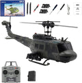 C032 UH-1 Huey RC Helicopter 1/48 Scale 6-Channel Brushless Helicopter with Optical Flow Positioning One Click Inverted Flight &amp Gyro Stabilized 3D Stunt Military Aircraft Model for Adults