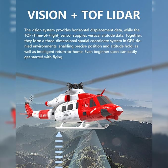 GOOSKY E2 UH-1Y RC Helicopter 2.4G 6CH Dual Brushless Simulation Stunt Aircraft Model with GPS Auto-Stabilization One-Key Return (RTF Version)