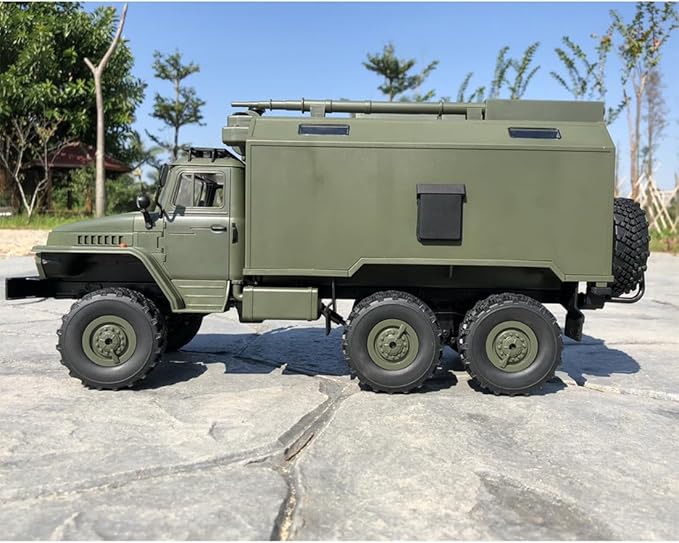 1/16 Scale RC Truck B-36 4-Channel Full-Proportional Military Remote Control Truck Car Model with Two Batteries and LED Headlights RC Gift for Army Vehilcles Lovers (Green)