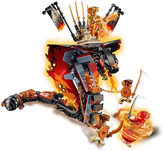 LEGO NINJAGO Fire Fang 70674 Snake Action Toy Building Set with Stud Shooters and Ninja Minifigures Characters Perfect for Group Play (463 Pieces)