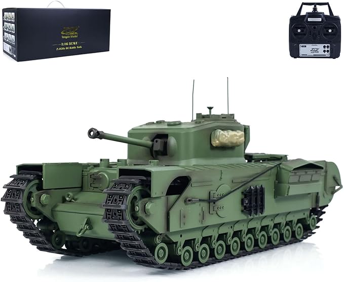 TOUCAN RC HOBBY 1/16 Tongde RC Tank Churchill Mk.VII Electric Infrared Battle Toys Barrel RecoilUS in Stock