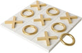 NIKKY HOME 12x12 Inch Tic Tac Toe Wood Game Board Classic Coffee Table Decor Modern Wooden Travel Game for Family White &amp Gold