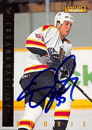 Sports Memorabilia Autograph Warehouse 224120 Ed Jovanovski Autographed Hockey Card - Florida Panthers 2006 Skybox Impact - No. 201 Rookie
