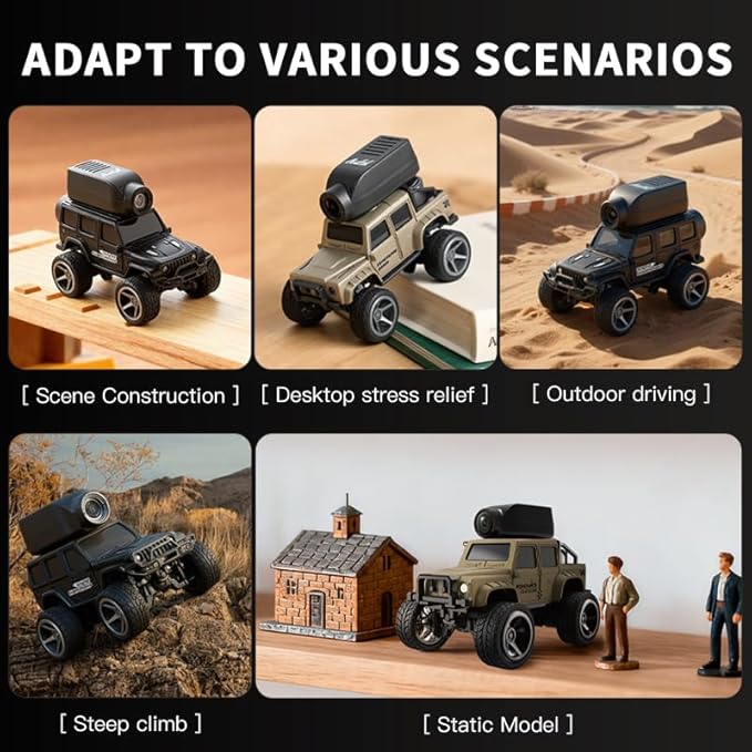 1:64 Mini RC Car APP &amp Remote Control with Camera Live Video View RC Climbing Car 2.4GHz Control LED Lights Rechargeable Alloy Remote Control Vehicle(Yellow)