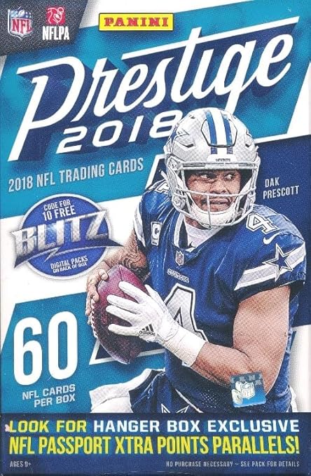 Panini 2018 Prestige Football HUGE Factory Sealed HANGER Box with 64 Cards &amp EXCLUSIVE PARALLELS! Look for Rookies &amp Auto’s of Baker Mayfield Josh Allen Saquon Barkley &amp Many More!