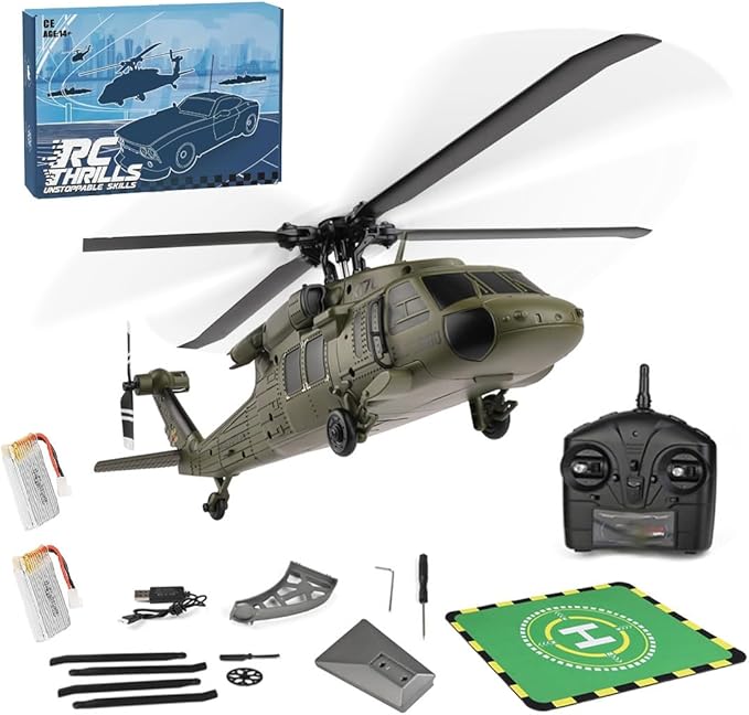 WL K170 RC Helicopter Model BK Hawk UH-60L 170 Size 4CH Flybarless Helicopter with Adjustable Left and Right Hand Throttle (RTF Version)