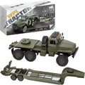 WPL B36-3 1/16 RC Military Trailer with LED Headlights 2.4G Full-Proportional 4WD RC Off-Road Truck Gifts for Electric Car Model Enthusiasts (Two Batteries)