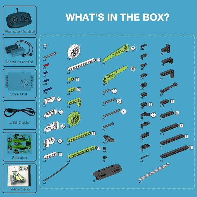 BIRANCO. Remote Control Tracked 3in1 Stunt Racer Building Kit - RC Car STEM Construction Toy Gift Idea for Kids Boys and Girls Ages 8-12 Year Old (353 Pcs)