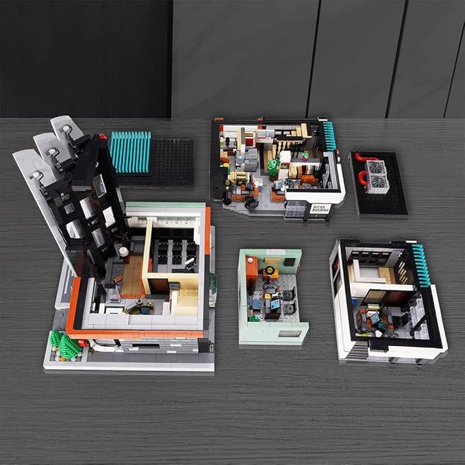 City Office Building Block Kit with Light-Up Kit Modern Office Tower Construction Set Modular Buildings Sets for Adult Toy for Adults and Teens 3828pcs