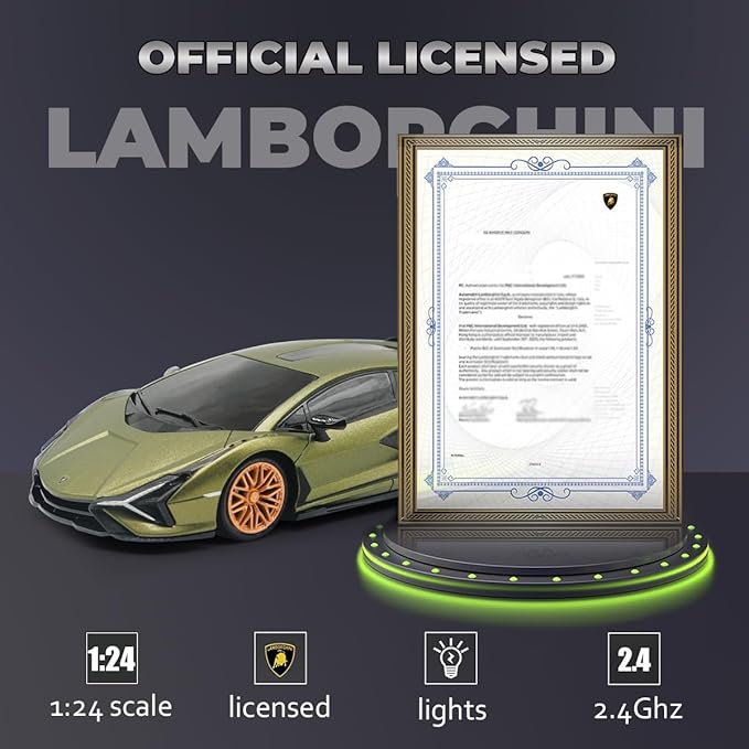QUN XING Remote Control Car 1:24 Officially Licensed 2.4GHZ Rc Cars Lambo Sport Racing Toy Car for Kids Boys 4-7 Years Birthday Gift Green