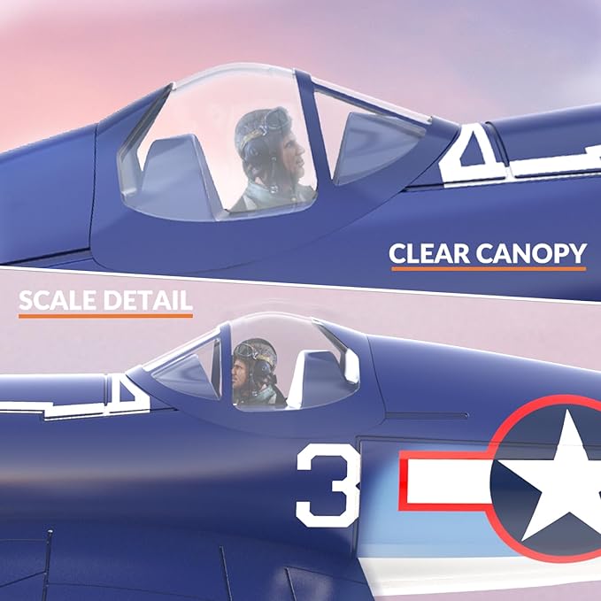 RC Planes for Adults 4 Channel RTF F4U Corsair RC Airplanes Fighters with 6-Axis Gyro 3 Flight Modes and One-Key Aerobatic Function Wingspan 400mm Suitable for Outdoors and Gifts