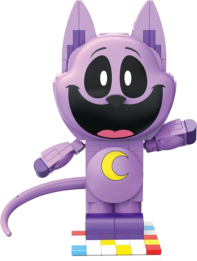 Brickcraft Poppy Playtime CatNap Smiling Critters Building Set 151 Piece Posable Purple Cat Figure with Tail Collectible Horror Game Building Toys Gift for Boys &amp Girls Ages 8 and Up