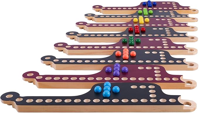 Interlocking Wood Jokers Board Game2-8 Player Marbles and Jokers Game for AdultsPerfect Family and Party Gift with 4 Decks of Cards (Brown and Black)