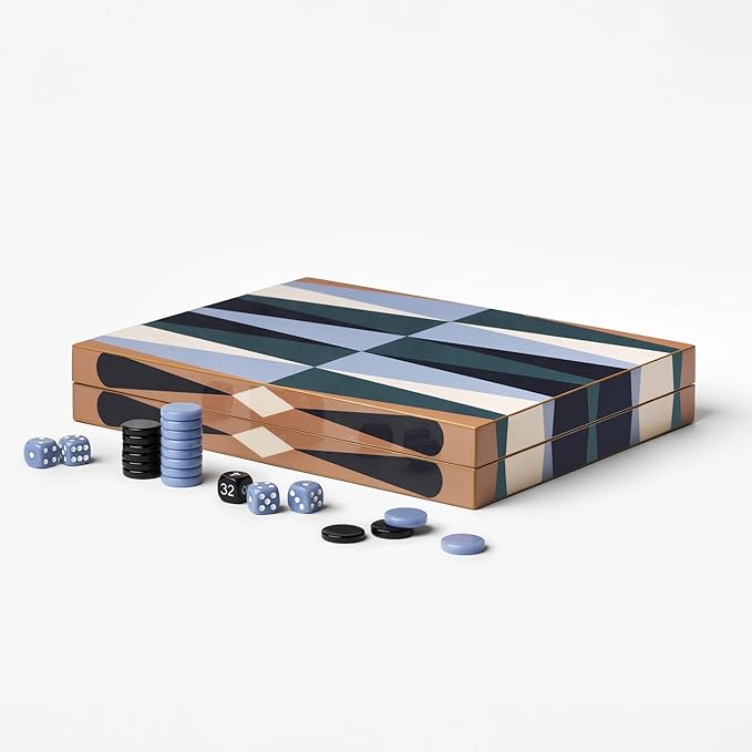 Printworks Lacquered Backgammon – Luxury Wooden Board with Acrylic Pieces Large Coffee Table Game for Adults Modern Display-Ready Set