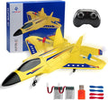 RC Plane F22 RC Airplane 2. 4GHz Foam Remote Control Airplane with Gyro Stabilizer/LED Light/2 Rechargeable Batteries Easy to Fly RC Glider Jet Toy for Kids Boys Adults Beginners (Yellow)