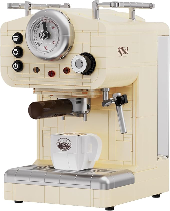Retro Coffee Machine Building Set for Adults (678 Piece) Classic Semi-automatic Espresso Model Home Office Collection Vintage Coffee Blocks Toy Gifts for Building Blocks Lover