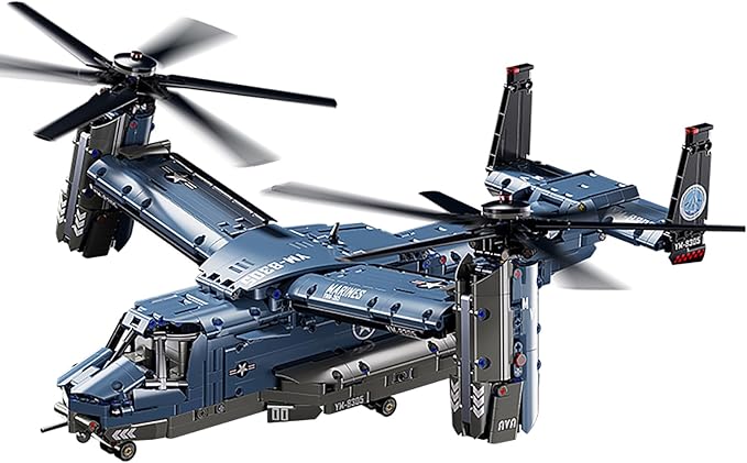 Military Helicopter Building Blocks SetFighter Jet Model ToysV-22 Osprey Army Airplane Kits with Ratoting PropellerSTEM Christmas Xmas Birthday Gifts for Adult Boys Teens 8-14 14+(1486PCS)