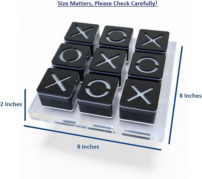 Modern Tic Tac Toe for Home Decoration Black Acrylic XO with Clear Base Decorative Tic Tac Toe Table Top Decoration Coffee Table Decor X/O Board