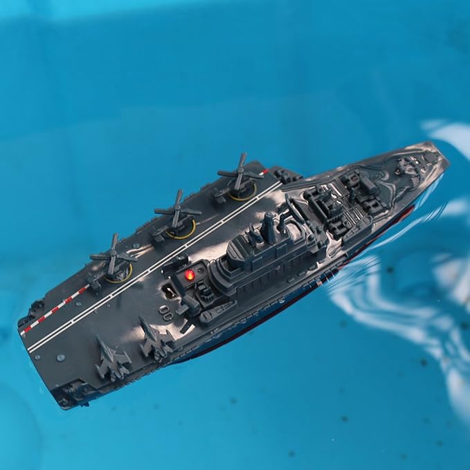 Tipmant Military Remote Control Aircraft Carrier Model RC Boat Ship Speedboat Yacht Electric Water Toy - Blue (2.4G No Antenna)