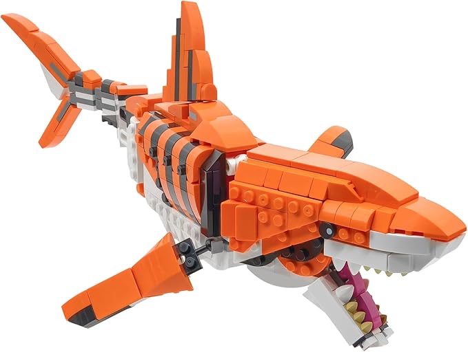 3 in 1 Ocean Creatures Building Set Compatible with Lego 630 Accessory Shark Giant Squid Clownfish Build 3 Animal in 1 Set Gift for Birthday 566Pcs