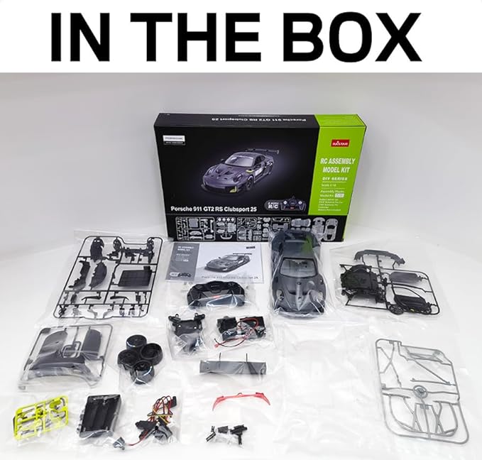 RASTAR 99600 1/18 76PCS Officially Licensed RC Race Car Building Kits for Porsche 911 GT2 RS Clubsport 25 with Opening Doors Working Lights Remote Motor &amp DIY Decals for Play &amp Display - Id