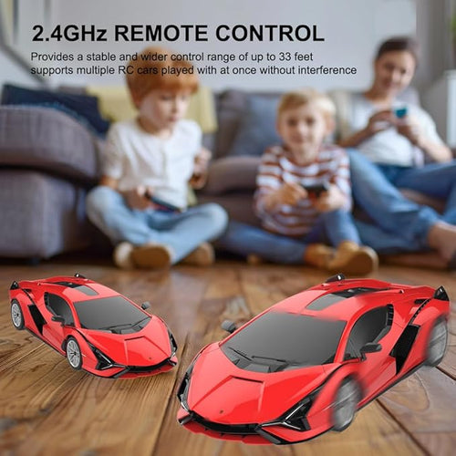 1:24 Scale Remote Control Car for Lamborghini Sian FKP 37 2.4GHz Model RC Cars Electric Sport Racing Hobby Vehicle Gift for Adults Kids Boys Girls - Red
