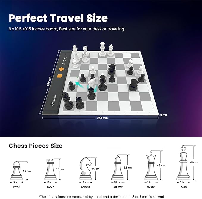 Chessnut Go Ultimate Portable Travel Electronic Chessboard with Full Piece Recognition and Strong Magnetic Adhesion - Perfect Desk or Travel Size（Orange）