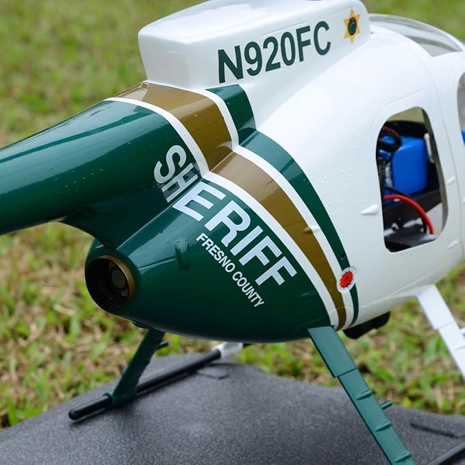 Roban RTF 470 Size MD500E RC Helicopter 2 Blades Green White Hughes GPS Model